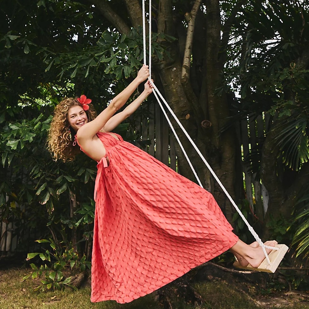 NWOT Free People Primmy Midi Dress Ice Coral